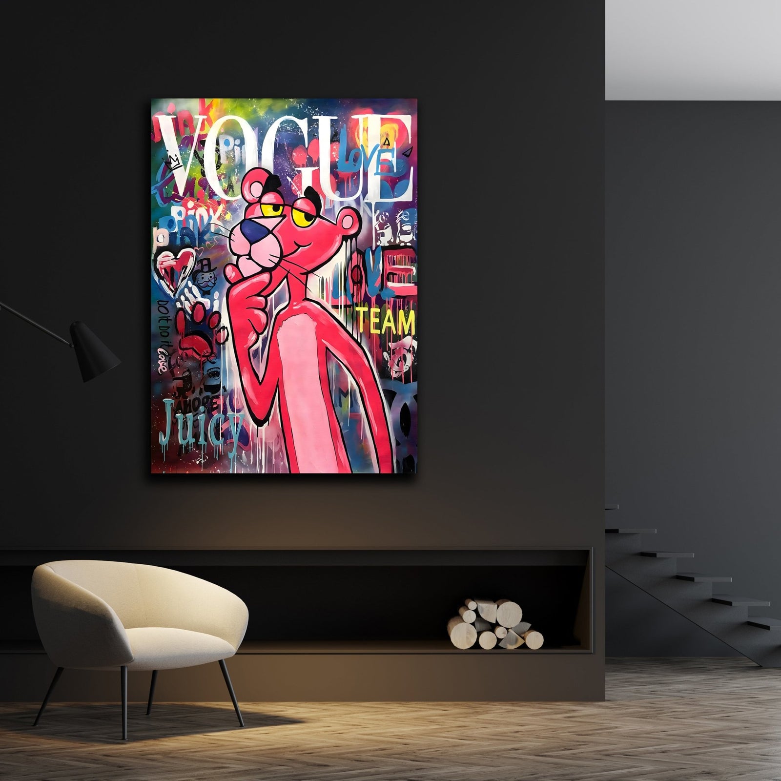 Pink Graffiti Wall Art - The Trendy Art