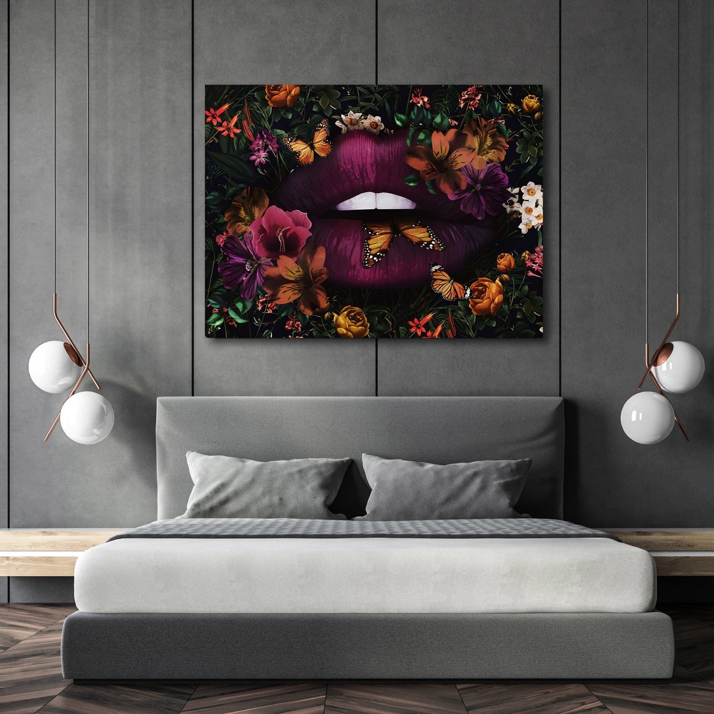 Purple Lips Wall Art - The Trendy Art