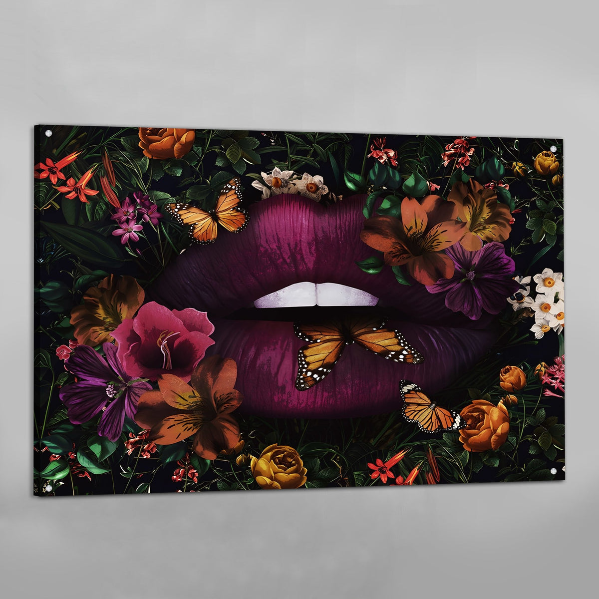 Purple Lips Wall Art - The Trendy Art