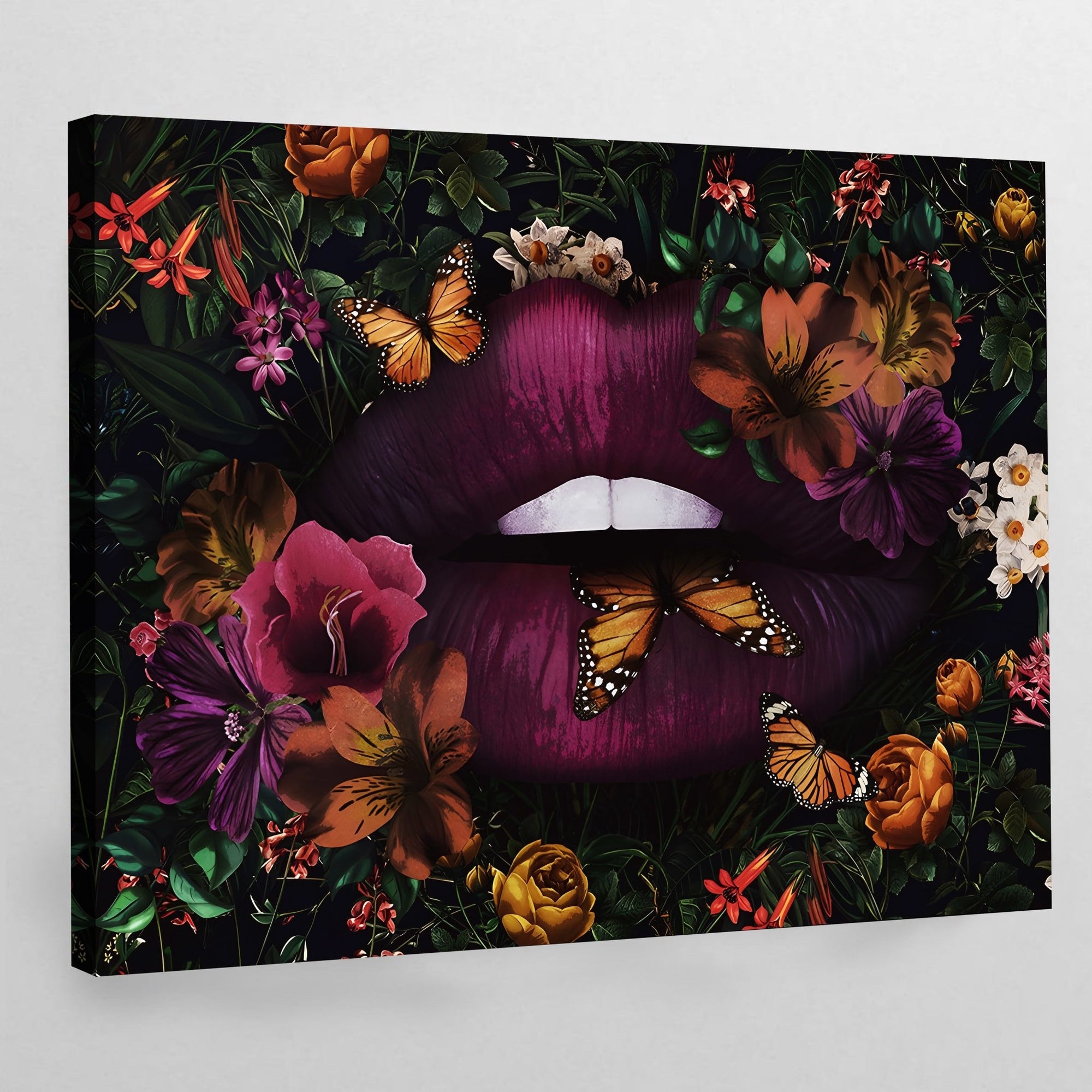 Purple Lips Wall Art - The Trendy Art
