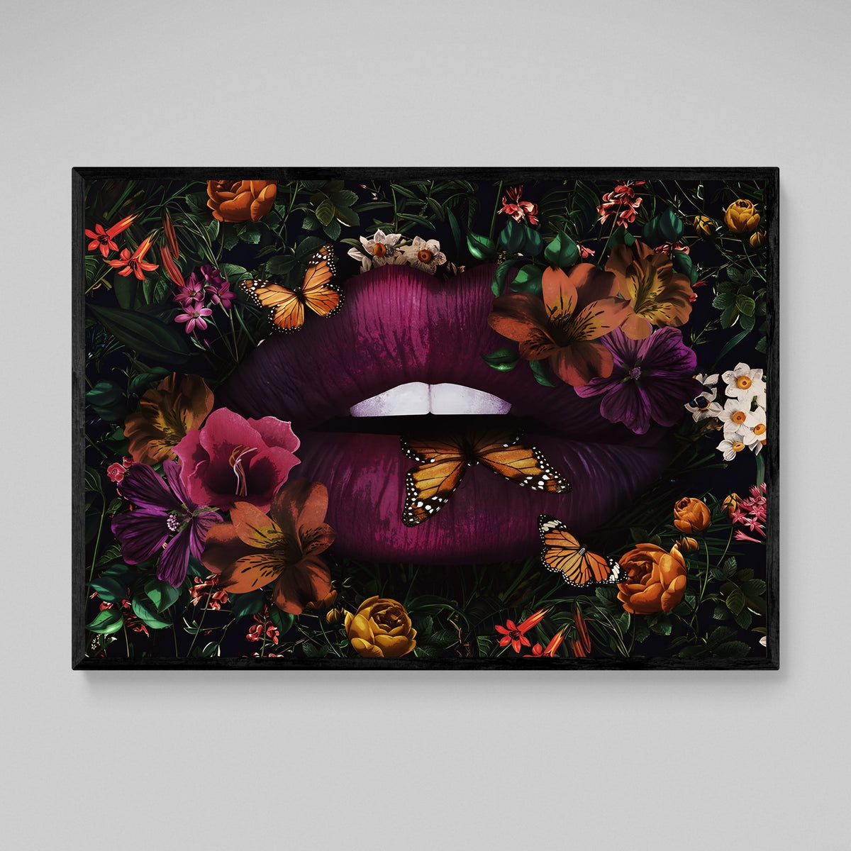 Purple Lips Wall Art - The Trendy Art