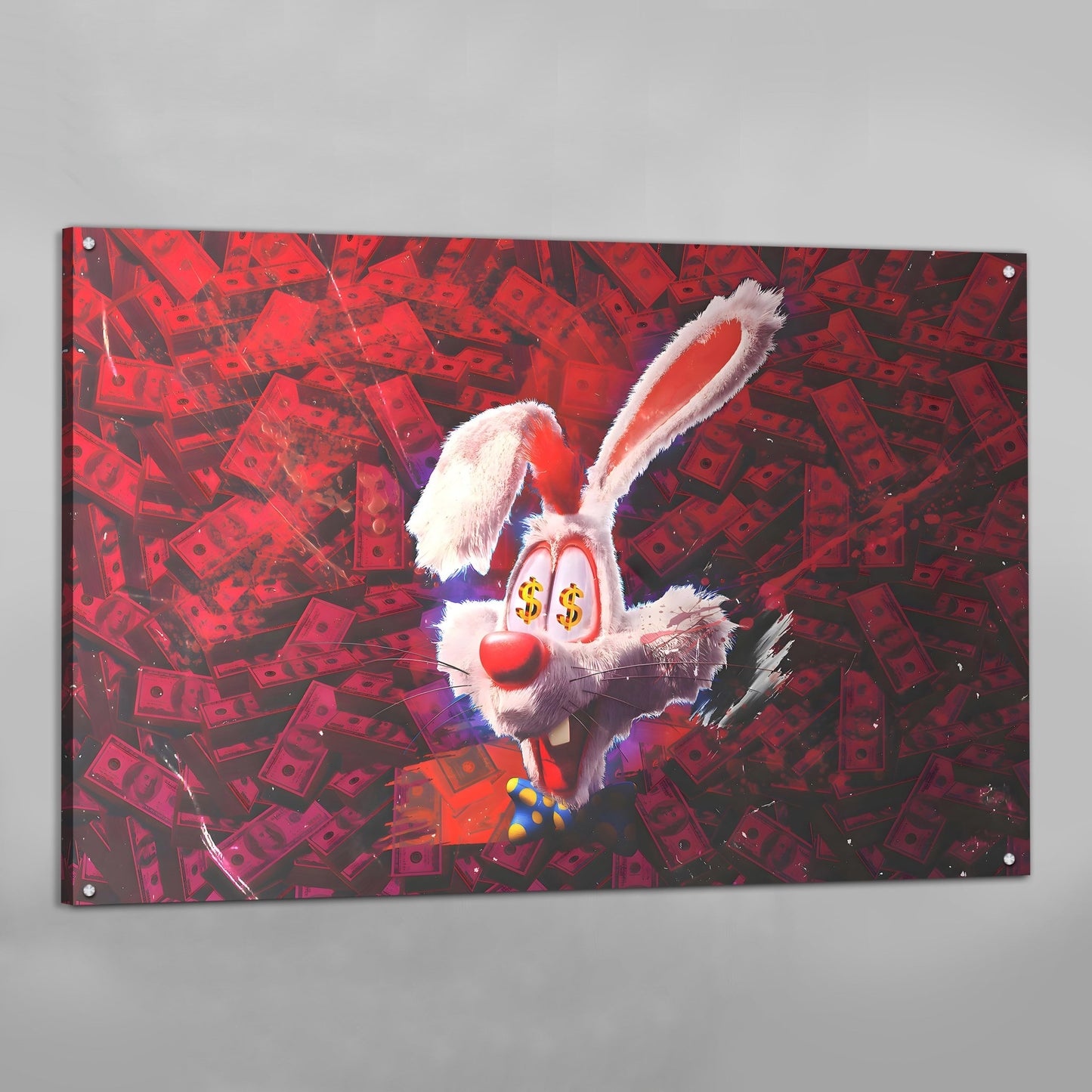 Red Dollar Bills Wall Art - The Trendy Art