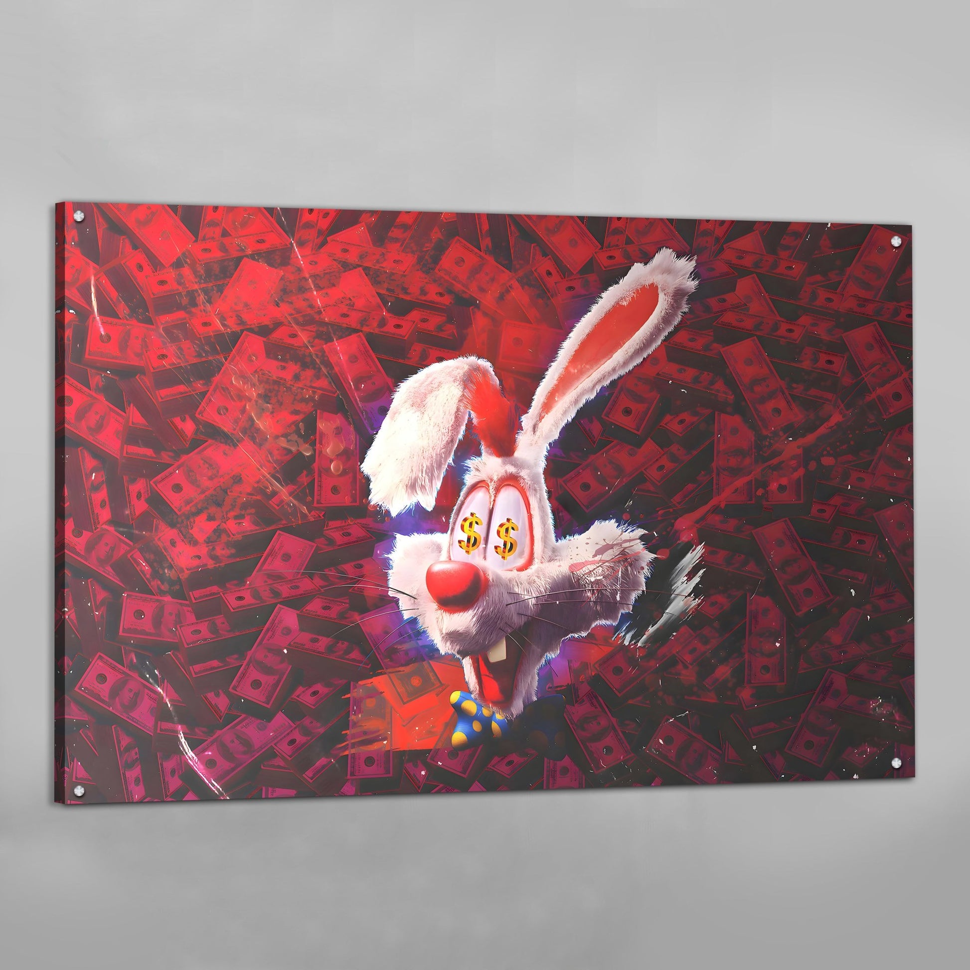 Red Dollar Bills Wall Art - The Trendy Art
