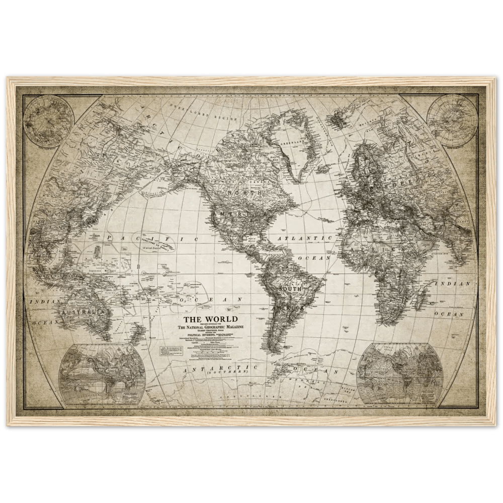 Vintage World Map Wall Art