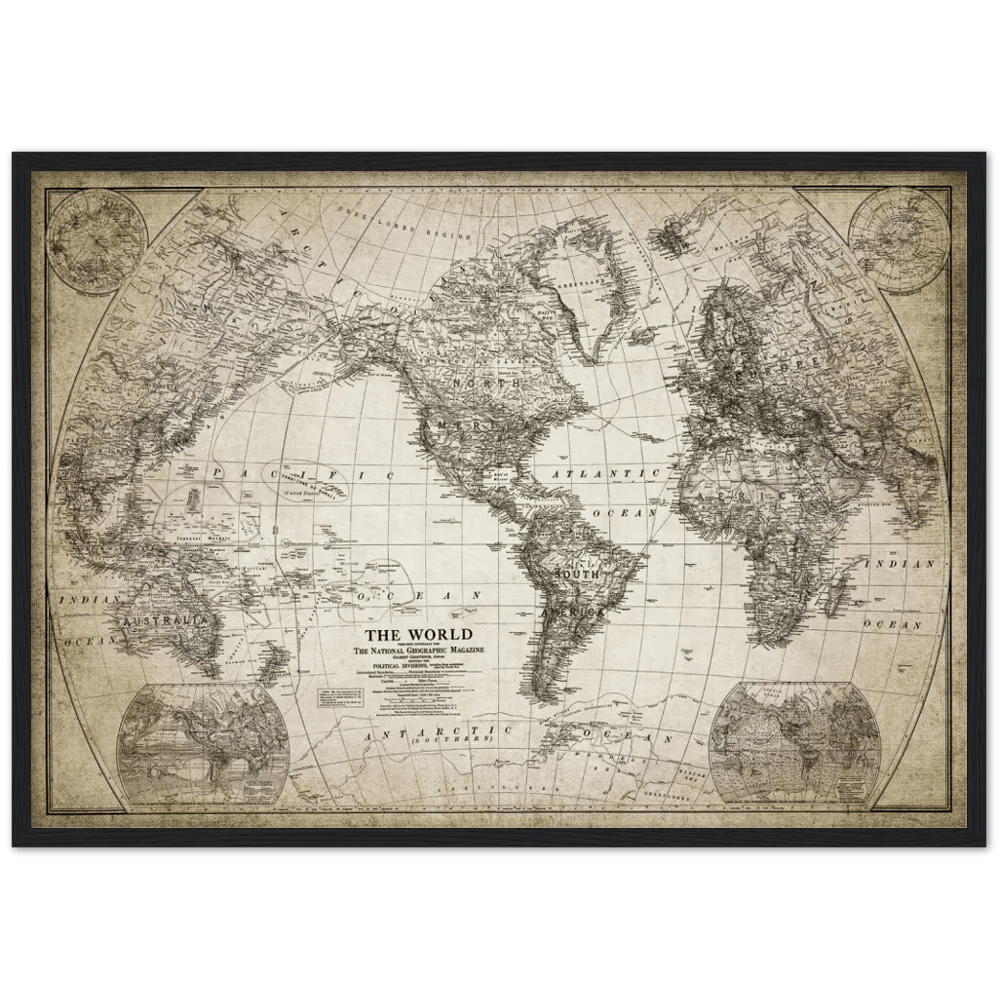 Vintage World Map Wall Art - The Trendy Art